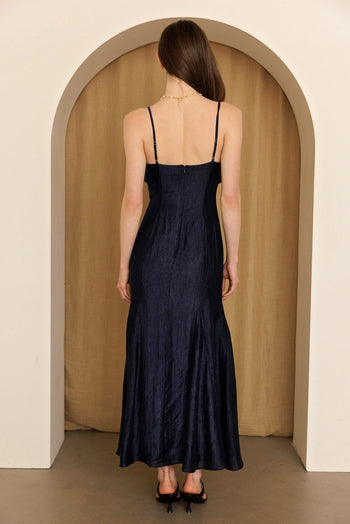 Storia Cascade Ruffle Maxi Dress in Navy