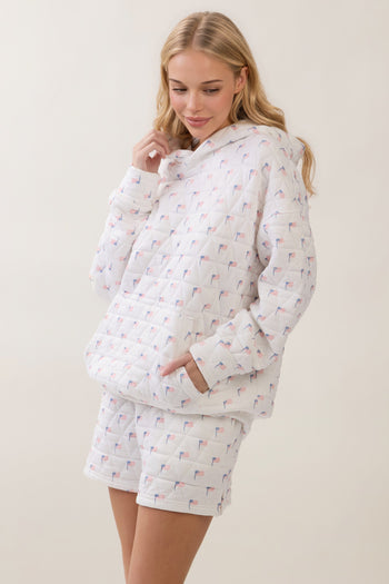 Veveret All-American Quilted Hoodie in White
