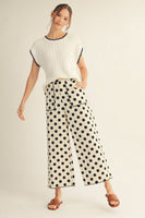 Jodifl Polka Dot Pants with Embroidered Scallop Edge Detail in Black