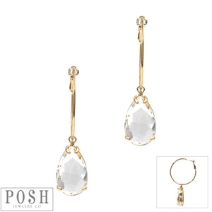 POSH Teardrop on Hoop Earrings in Gold Earrings Pink Panache Brands   