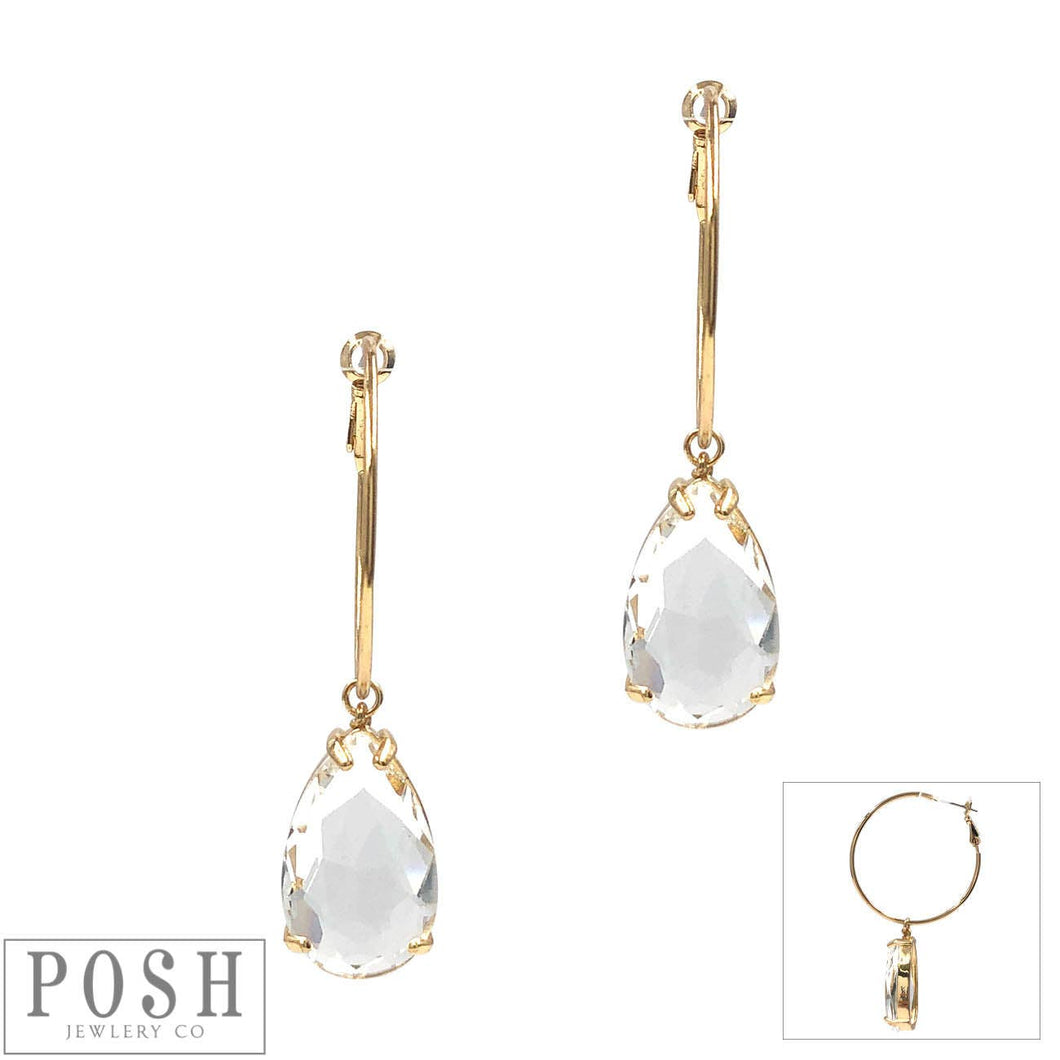 POSH Teardrop on Hoop Earrings in Gold Earrings Pink Panache Brands   