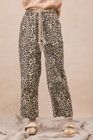 BiBi Leopard Print Jeans with Contrasting Braided Belt in Leopard/Oatmeal