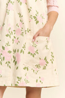 Jodifl Floral Print Overall Mini Dress in Beige Pink