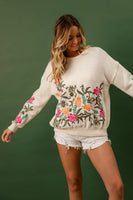 BiBi Embroidery Detailed Knit Sweater in Cream