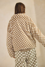 Load image into Gallery viewer, LovLov Fuzzy Fleece Checkered Jacket in Mocha
