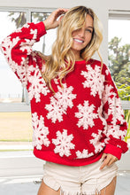 Load image into Gallery viewer, BiBi Christmas Snowflake Pullover Top in Red
