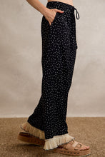 Load image into Gallery viewer, So Me Polka Dot Wide-Leg Pants With Lace Hem in Black
