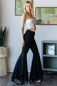 Oli & Hali Jeans with Lace Flare Legs in Black