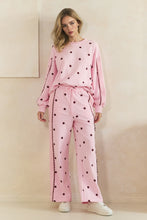 Load image into Gallery viewer, Veveret Charming Polka Dot Lounge Set in Pink/Burgundy
