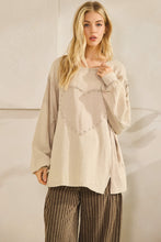 Load image into Gallery viewer, Sage+Fig Studded Heart Patched Top in Gray
