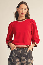 Load image into Gallery viewer, Jodifl Ruffle Edge Detail Lovely Solid Top in Red
