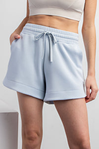 Rae Mode Scuba Tulip Shorts in Soft Blue