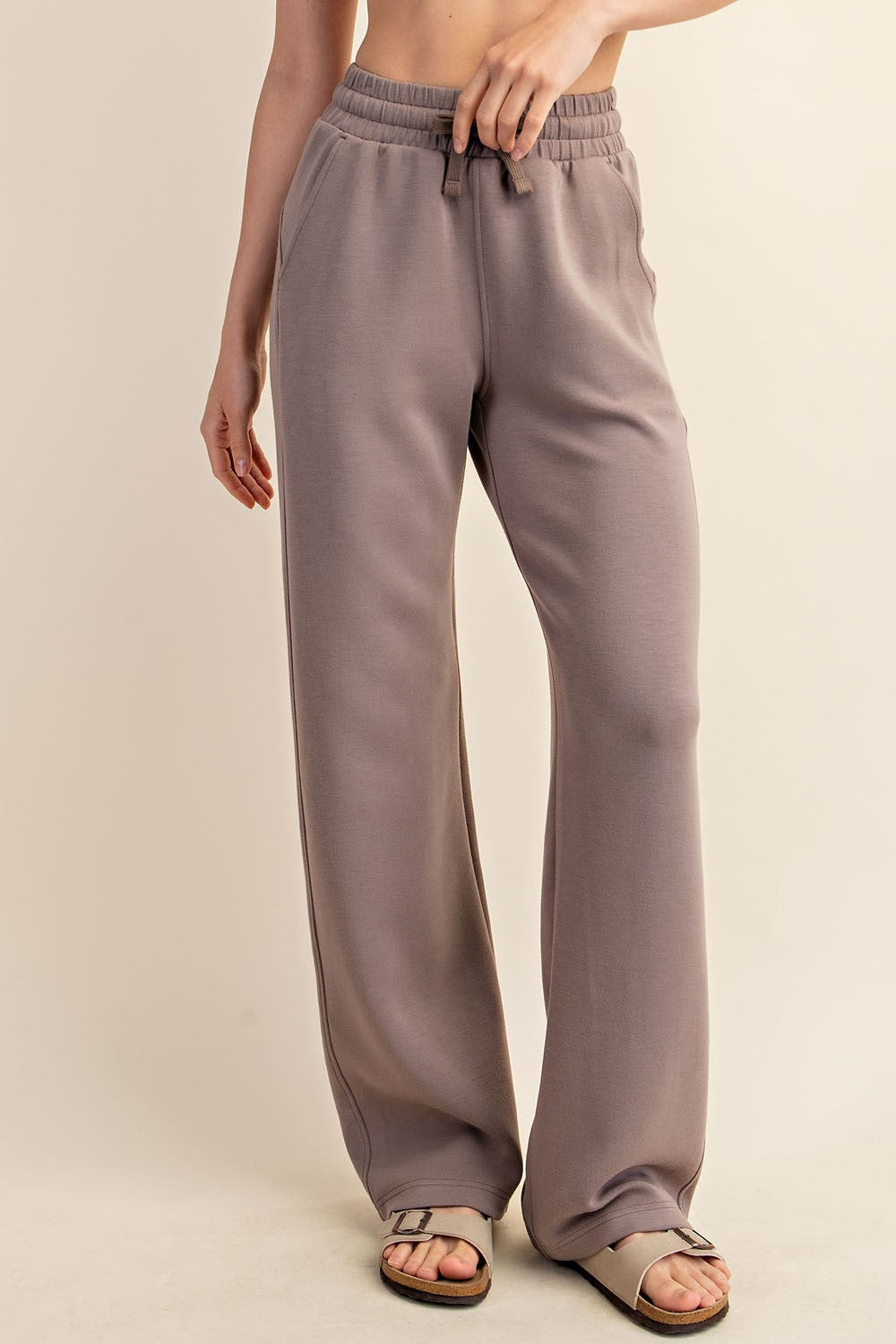 Rae Mode Scuba Knit Straight Leg Pants in Mocha