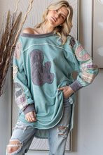 Load image into Gallery viewer, Oli &amp; Hali Rock &amp; Roll Patched Pullover Top in Sage
