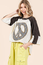 Load image into Gallery viewer, Mittoshop Color Block Top with Peace Sign Patch in Ivory/Black
