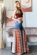 Load image into Gallery viewer, Oli &amp; Hali Denim and Plaid Patchwork Wide Leg Jeans in Denim Multi
