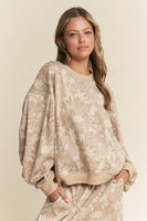 J.nna Textured Floral Print Sweater in Multi Taupe