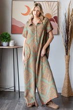 Load image into Gallery viewer, Oli &amp; Hali Mixed Print Reversible Jumpsuit in Teal Rust
