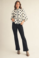Jodifl Button Down Polka Dot Peplum Top in White