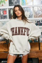 Load image into Gallery viewer, BucketList 'THANKFUL'  Applique Patch Mock-neck Sweatshirt in Cream
