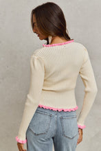 Load image into Gallery viewer, So Me FITTED Ribbed Knit Sweater Top in Ivory/Pink ON ORDER
