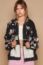 Load image into Gallery viewer, POL Vintage Washed Jacket with Mixed Patches in Black Floral Multi
