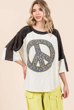 Load image into Gallery viewer, Mittoshop Color Block Top with Peace Sign Patch in Ivory/Black
