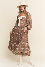 Load image into Gallery viewer, J.nna Flowers &amp; Ribbon Bows Embroidered Maxi Dress in Mocha
