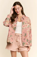 J.nna Floral Print Jacket in Pink Denim