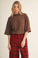 Jodifl Side Slit Two Tone Comfy Sweater in Brown