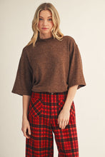 Load image into Gallery viewer, Jodifl Side Slit Two Tone Comfy Sweater in Brown
