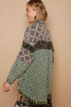 Load image into Gallery viewer, POL OVERSIZED Mixed Fabric Button Down Shacket in Choco Multi
