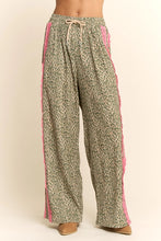 Load image into Gallery viewer, Davi &amp; Dani Leopard Pants with Contrasting Lace Stripe in Green Leopard
