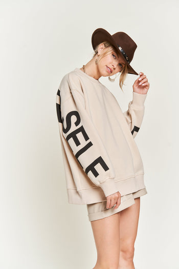 Jade by Jane BE YOURSELF LOVE YOURSELF Sweatshirt in Beige