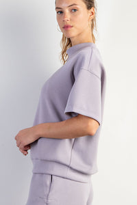 Rae Mode Scuba Mock Neck Top in Mystic Grey