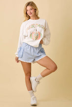 Load image into Gallery viewer, Main Strip Mixed Print Pumpkin Patchwork Lightweight Sweatshirt in White
