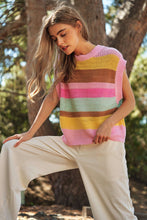 Load image into Gallery viewer, Davi &amp; Dani Multicolored Striped Sweater Vest in Light Pink Shirts &amp; Tops Davi &amp; Dani   
