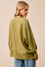 Load image into Gallery viewer, BiBi OVERSIZED Plaid Pumpkin Patch French Terry Top in Olive
