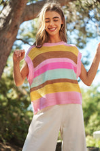 Load image into Gallery viewer, Davi &amp; Dani Multicolored Striped Sweater Vest in Light Pink Shirts &amp; Tops Davi &amp; Dani   
