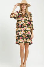 Load image into Gallery viewer, Umgee Mix Floral Contrast Trim Shift Mini Dress in Black Mix

