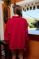 BucketList 'Arkansas' Embroidered Appliqué Sweatshirt in Crimson with Crimson Stripe