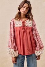 Load image into Gallery viewer, BiBi Mix N Match Peasant Top in Dark Coral
