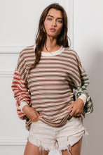 Load image into Gallery viewer, BiBi Multi Color Mixed Striped Top in Mocha/Rust/Olive
