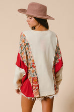 Load image into Gallery viewer, BiBi Mix n Match Knit and Print Top with Star Patch on Front in Oatmeal/Rust
