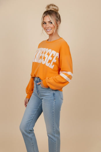 J.nna Retro Collegiate TENNESSEE Cropped Top in Tangerine