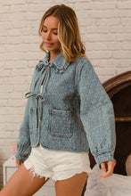 Load image into Gallery viewer, BiBi Open Front Quilted Jacket in Denim
