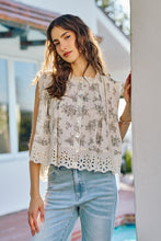 Load image into Gallery viewer, So Me Vintage Floral Textured Woven Button Down Vintage Black
