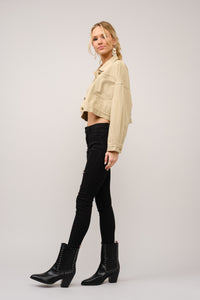 Blue B Long Live Cowgirls CROPPED Twill Denim Jacket in Taupe