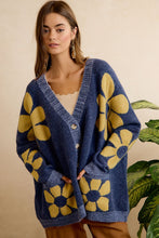 Load image into Gallery viewer, BiBi Cozy Daisy Oversized Cardigan in Navy
