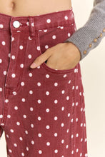 Load image into Gallery viewer, Davi &amp; Dani Polka Dot Barrel Pants in Burgundy

